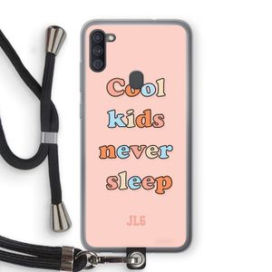 Cool Kids Never Sleep: Samsung Galaxy A11 Transparant Hoesje met koord