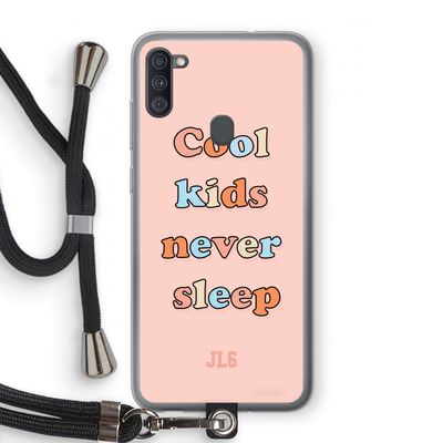 Cool Kids Never Sleep: Samsung Galaxy A11 Transparant Hoesje met koord