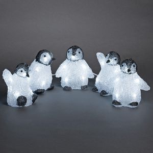 Verlichte paasdecoratie voor binnen en buiten - 5 pinguïns - 40 LEDs - 12.5 cm hoog - Neutraal wit - Dimbaar - Paasverlichting