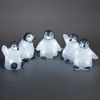 Verlichte paasdecoratie voor binnen en buiten - 5 pinguïns - 40 LEDs - 12.5 cm hoog - Neutraal wit - Dimbaar - Paasverlichting - thumbnail