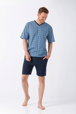 Hajo heren shortama blauw patroon