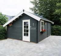 Lugarde Blokhut B23 500x400 cm - 44 mm- Zadeldak- Onbehandeld vurenhout- Lugarde