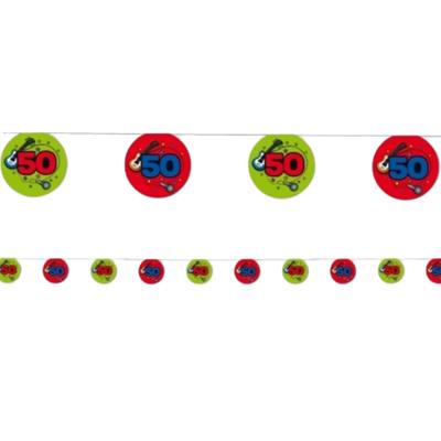 Slinger 50 jaar geworden groen/oranje 350 cm Slinger 50 jaar geworden groen/oranje 350 cm