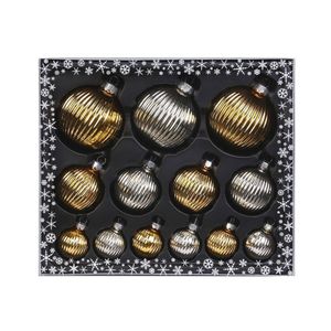 26x stuks luxe glazen kerstballen ribbel zilver/goud 4, 6, 8 cm - Kerstbal