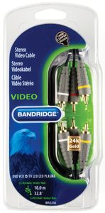 Bandridge Composiet Videokabel 3x RCA Male naar 3x RCA Male 10 m Blauw | 1 stuks - BVL5310 BVL5310
