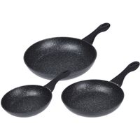 3x Zwarte koekenpannen met anti-aanbak laag 20/24/28 cm   - - thumbnail