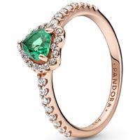 Pandora 188421C03 Ring Sparkling Elevated Heart zilver-zirconia-kristal rosekleurig-groen-wit - thumbnail