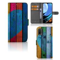 Xiaomi Redmi 9T | Poco M3 | Book Style Case | Wood Heart - Cadeau voor je Vriend