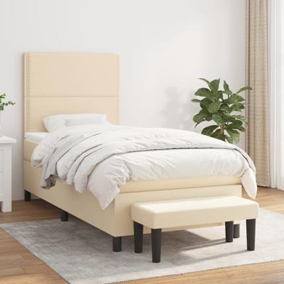 Boxspring met matras stof crèmekleurig 90x200 cm