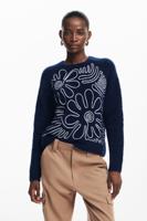 Bloemmotief trui - BLUE - L