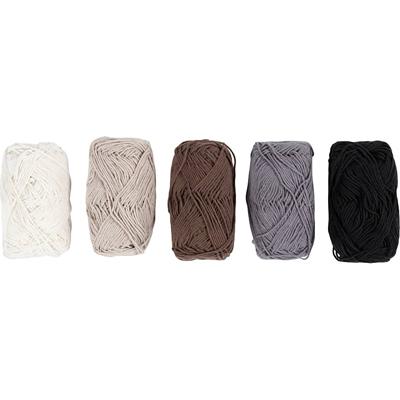 Creativ Company Katoengaren, afm 8/4, l: 5x50 m, natuurlijke kleuren, 5x20 gr/ 1 doos