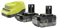 Ryobi ONE+ 18v 2,0ah & 4,0 ah lithium+ kit accu en lader
