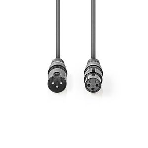 Nedis Gebalanceerde Audiokabel | XLR 3-Pins Male naar XLR 3-Pins Female | 10 m | 1 stuks - COTG15010GY100 COTG15010GY100