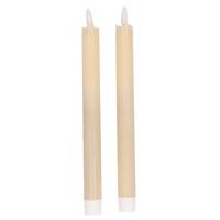 Magic Flame Dinerkaarsen - LED - 2x stuks - creme wit - 25 cm - met glitters