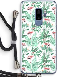 Flamingo bladeren: Samsung Galaxy S9 Plus Transparant Hoesje met koord
