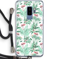 Flamingo bladeren: Samsung Galaxy S9 Plus Transparant Hoesje met koord