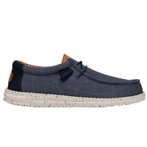 Wally Washed Canvas Navy Instappers Heren