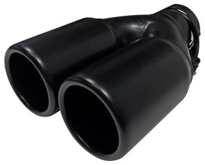 Uitlaatsierstuk Staal/Zwart - 2x rond 76mm - lengte 220mm - 45-60mm aansluiting AS803