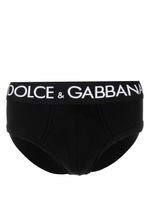 Dolce & Gabbana slip en coton stretch à logo imprimé - Noir