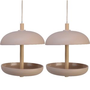 2x stuks vogel voedersilo hangend - bamboe hout - taupe - 21 x 25 cm