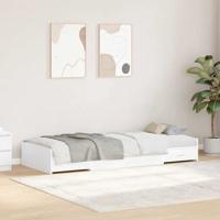 Opbergbedframe met hoofdeinde met lade Wit 75 x 190 cm Bewerkt hout