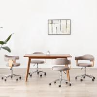 Eetkamerstoelen 4 st draaibaar gebogen hout en stof taupe