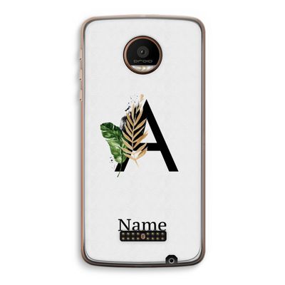Charcoal Flora: Motorola Moto Z Force Transparant Hoesje