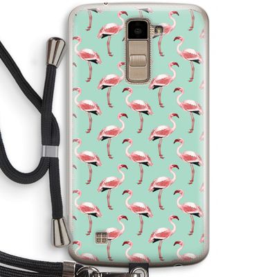 Flamingoprint groen: LG K10 (2016) Transparant Hoesje met koord