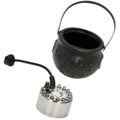 Funny Fashion Heksenketel - zwart kunststof - met mistmaker rookmachine en licht 10 x 15 cm