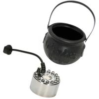 Funny Fashion Heksenketel - zwart kunststof - met mistmaker rookmachine en licht 10 x 15 cm