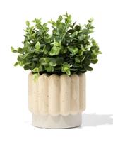 HEMA Bloempot ⌀13x12.5cm keramiek ribbels grijs (grijs)