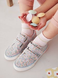 Stoffen sneakers met klittenband voor kinderen rozen