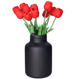 Kunstbloemen boeket Tulp Tulipa - 12x - 44 cm - rood - Real Touch - kunst zijdebloemen