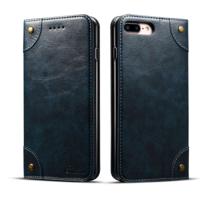 Voor iPhone 8 plus/7 plus barokke eenvoudige horizontale Flip lederen draagtas met houder & kaartsleuven & portemonnee (blauw)