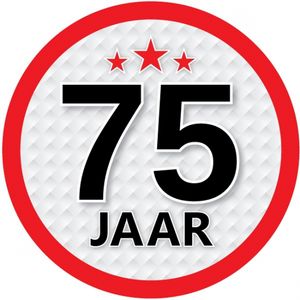 Leeftijdversiering 75 jaar ronde sticker