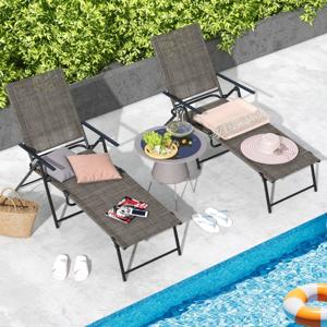 Opvouwbare Ligstoelen 2-Delige Ligstoel voor Buiten 6-Voudige Rugleuning Ademende Zitstof Verstelbare Ligstoelen voor Tuin