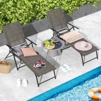 Opvouwbare Ligstoelen 2-Delige Ligstoel voor Buiten 6-Voudige Rugleuning Ademende Zitstof Verstelbare Ligstoelen voor Tuin