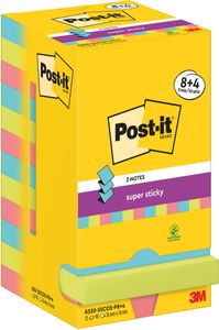 Post-It R330-SSCOS-P8+4 zelfklevend notitiepapier Vierkant Blauw, Groen, Roze 90 vel Zelfplakkend