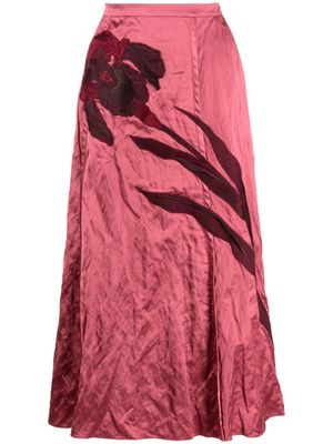 ERDEM jupe mi-longue à fleurs brodées - Rose