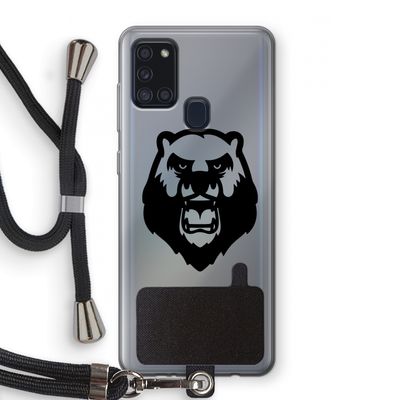 Angry Bear (black): Samsung Galaxy A21s Transparant Hoesje met koord