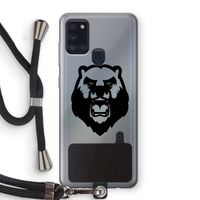 Angry Bear (black): Samsung Galaxy A21s Transparant Hoesje met koord