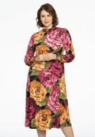 Yoek Jurk met turtle neck PEONY | Zwart | Maat 54/56