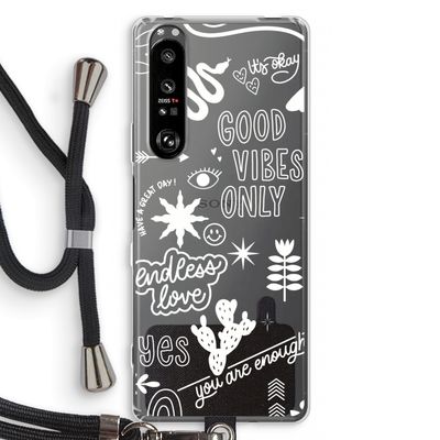 Good vibes: Sony Xperia 1 III Transparant Hoesje met koord