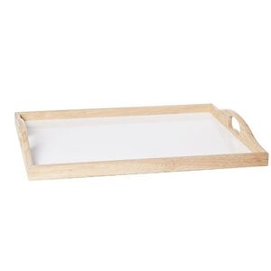 Decoratief houten dienblad wit 43 x 33 cm   -