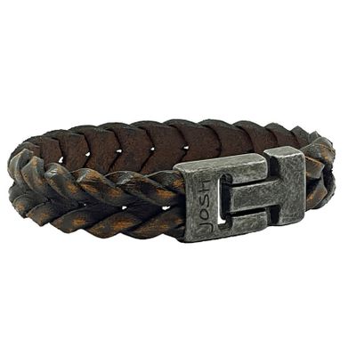 JOSH 24941-BRA-VB-BR Armband leder bruin-vintage zwart 15 mm