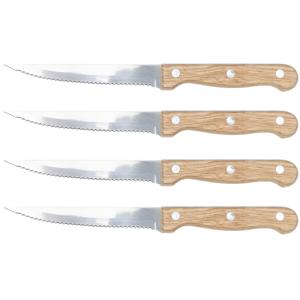 Steakmessen/vleesmessen - 8x - bestek -23 cm - houten handvat