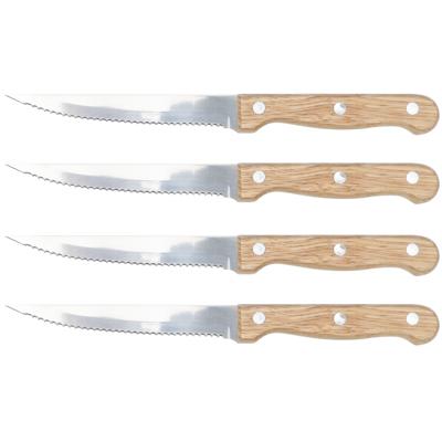 Steakmessen/vleesmessen - 8x - bestek -23 cm - houten handvat
