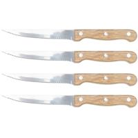Steakmessen/vleesmessen - 8x - bestek -23 cm - houten handvat