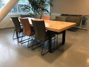 Set van 6 leren eetkamerstoelen - met designpoot - verschillende kleuren leer - Echt leer, Industrieel, ontdek de vele Leersoorten en Kleuren bij ShopX