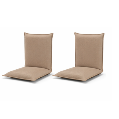 (Tweedelig) Vloerstoel met 6-Traps Verstelbare Rugleuning Gevoerde Game-Stoel Vloerbank Meditatiestoel Stevig Metalen Frame-Beige